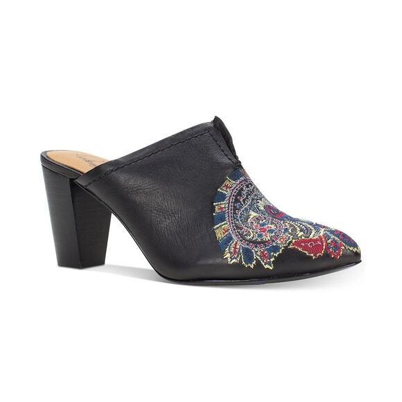 Patricia Nash Women's Black‎ Roberta Embroidered Tapestry Leather Mules Size 9.5 - Picture 1 of 11